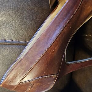 Elegant Brown Leather Women's Heels